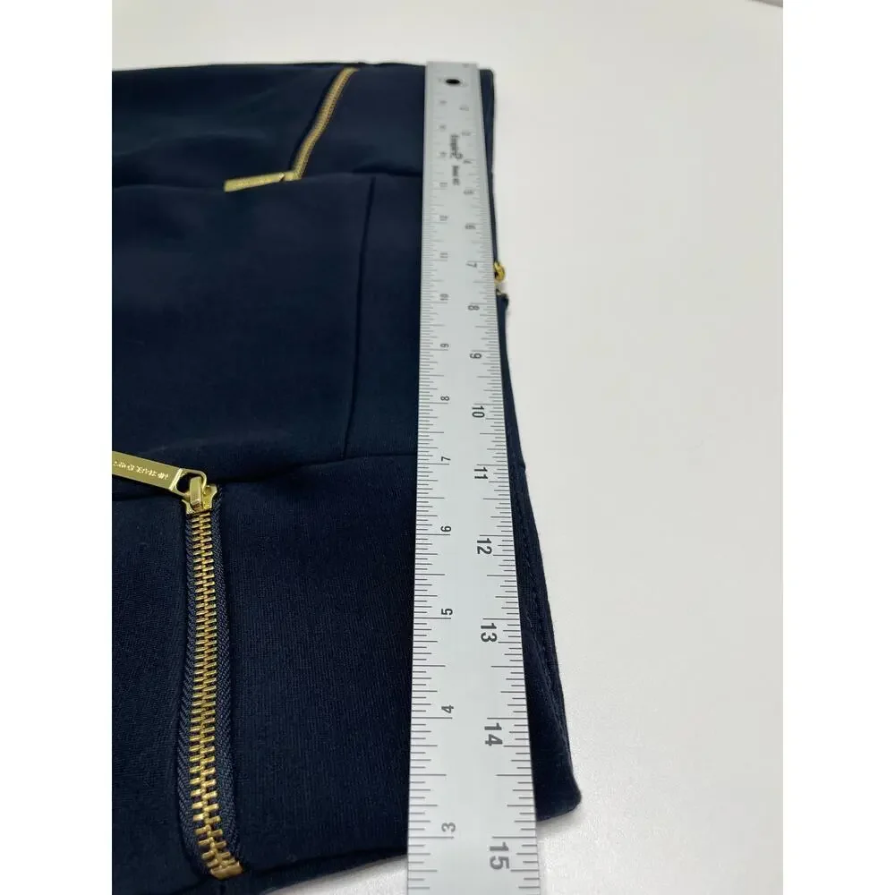 Michael Kors Straight Pencil Skirt Pull On Jersey Knit Navy Blue Womens Sz 8 NWT